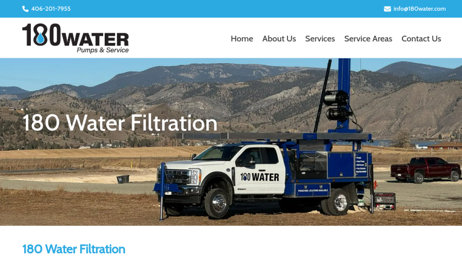 Screenshot of the 180 Water website