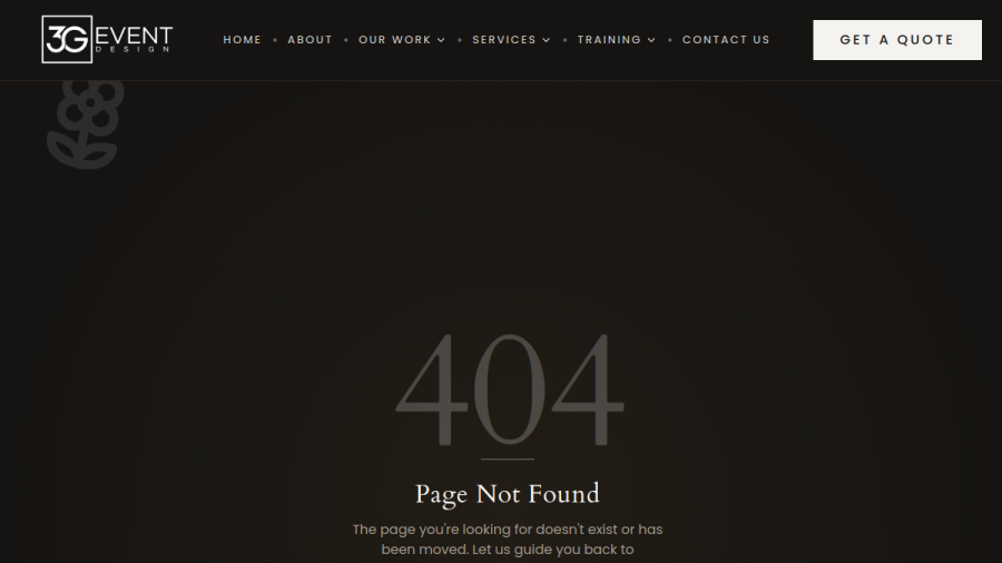 Screenshot of the 3G Event Design website