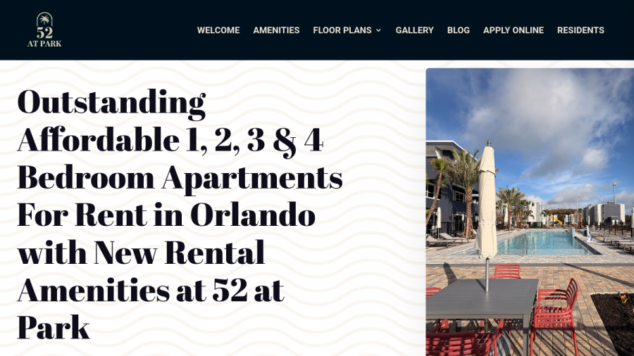 Screenshot of the 52 at Park website
