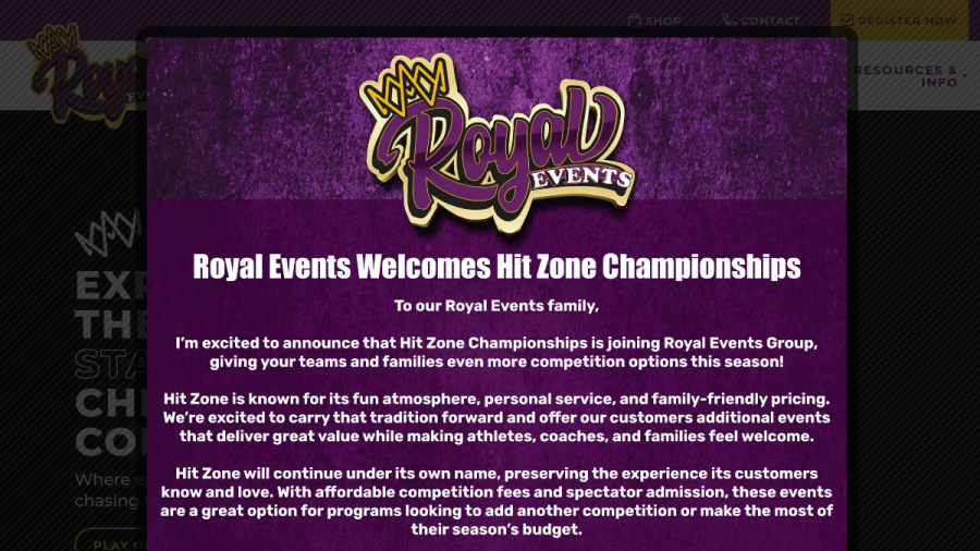 Screenshot of the Royal Events website