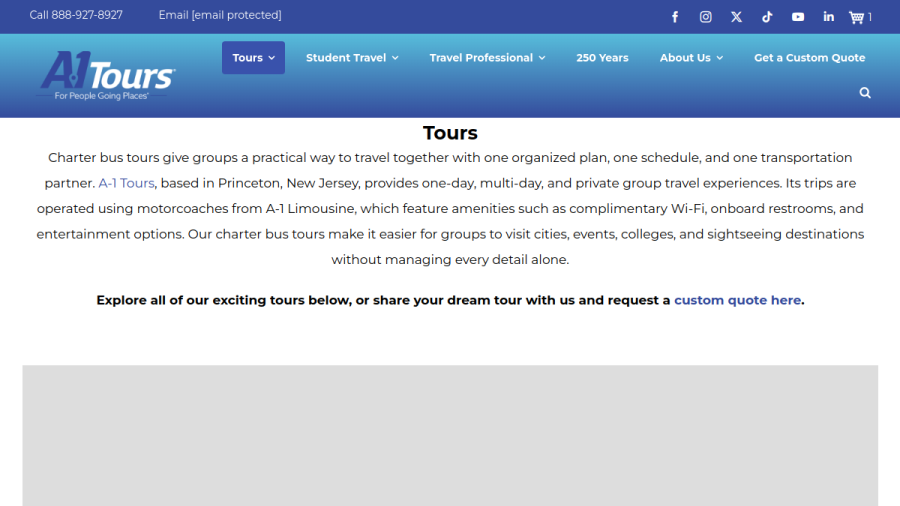 A-1 Tours website screenshot