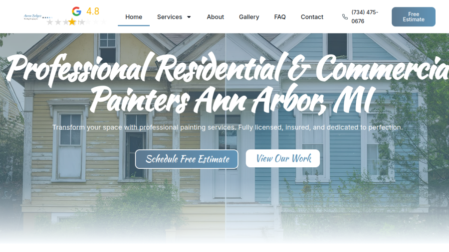 Screenshot of the Aaron Babycz Painting Company, Inc. website