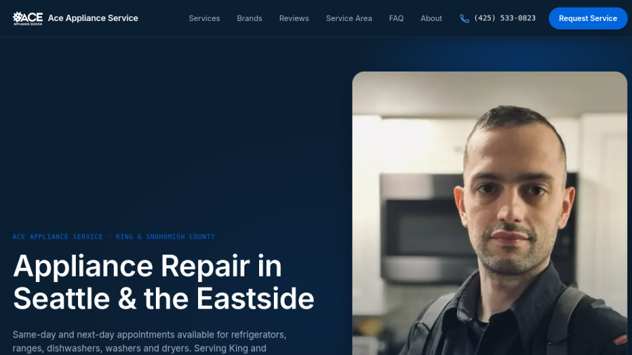 Ace Appliance Service website