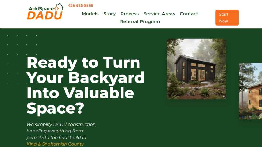 Screenshot of AddSpace DADU website