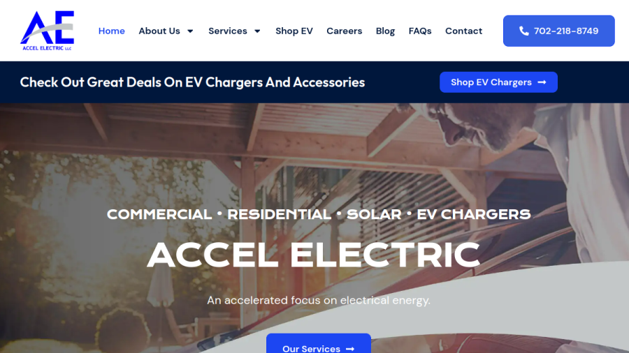 Screenshot of the Accel Electric, LLC website