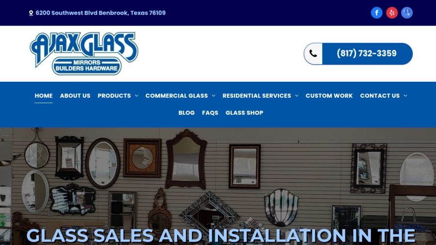 Ajax Glass & Mirrors website