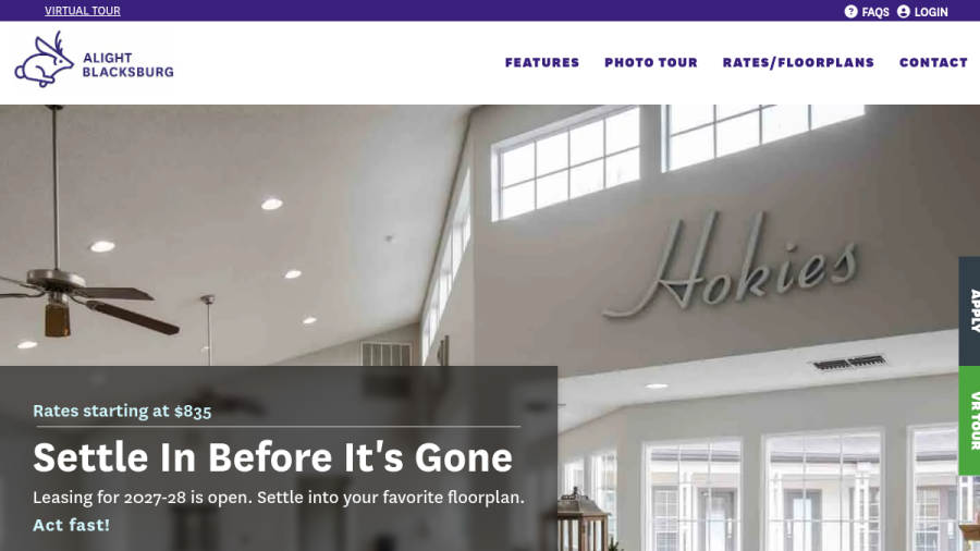 Website screenshot of Alight Blacksburg