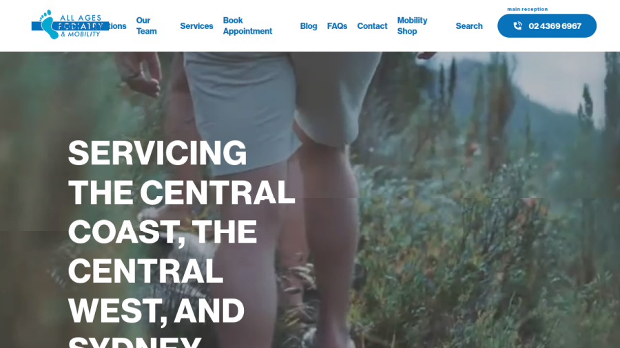 Screenshot of All Ages Podiatry & Mobility website