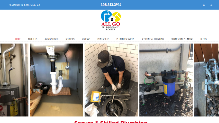 Screenshot of the All Go Plumbing and Rooter website