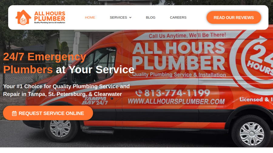 Screenshot of the All Hours Plumber website
