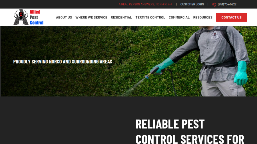 Screenshot of the Allied Termite & Pest Control website