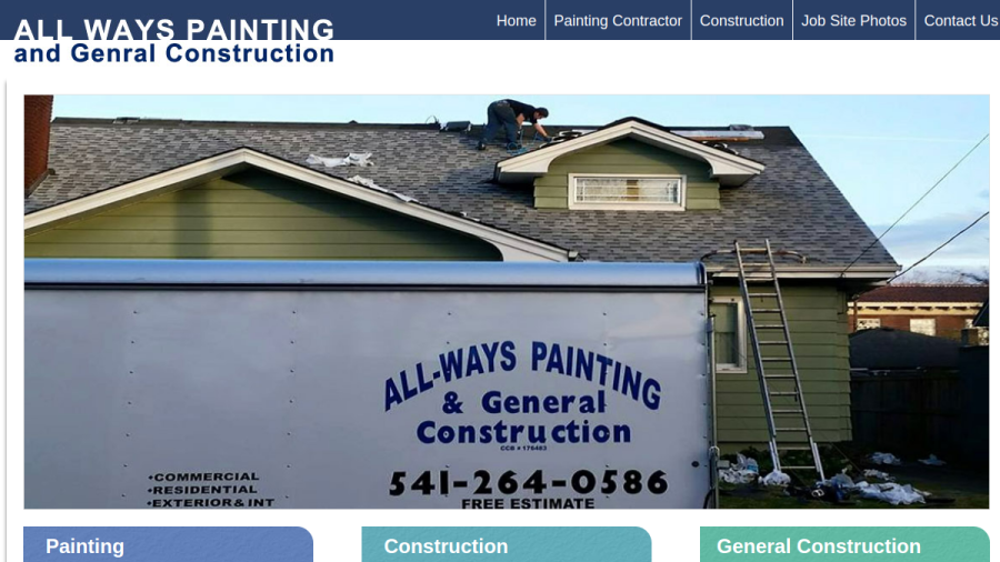 Screenshot of All ways Painting and General Construction website