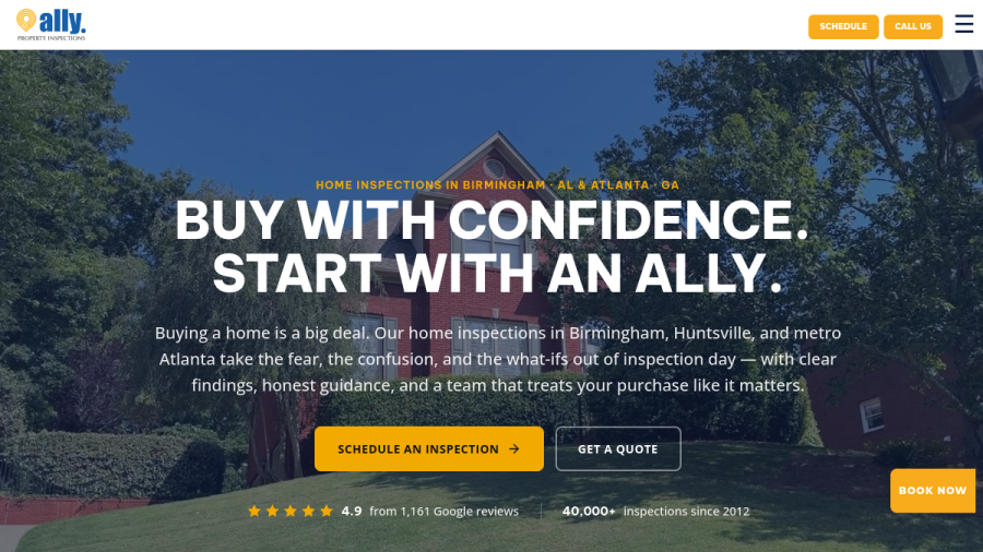 Screenshot of Ally Property Inspections website