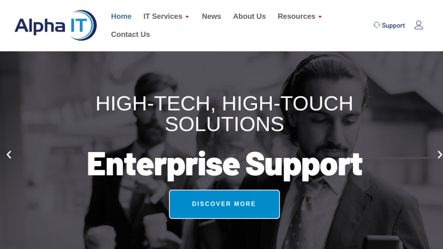 Website screenshot of Alpha IT