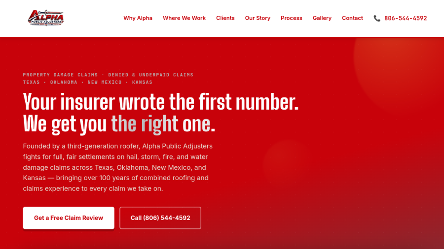 Alpha Public Adjusters website