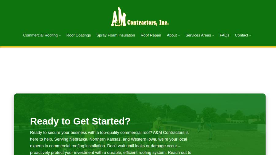 Screenshot of the A & M Contractors website