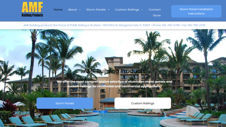 Screenshot of the AMF Building Products website