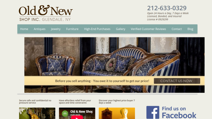 Screenshot of the Old & New Shop website