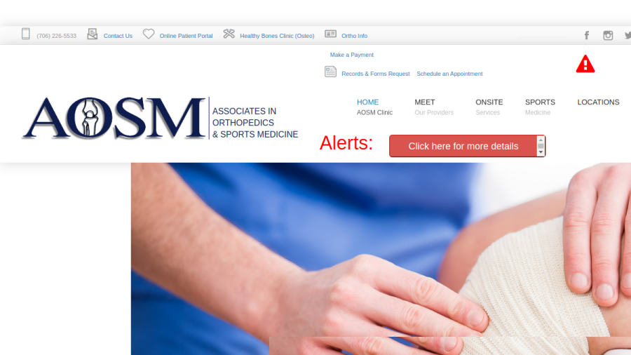 Screenshot of the Associates In Orthopedics & Sports Medicine PC website