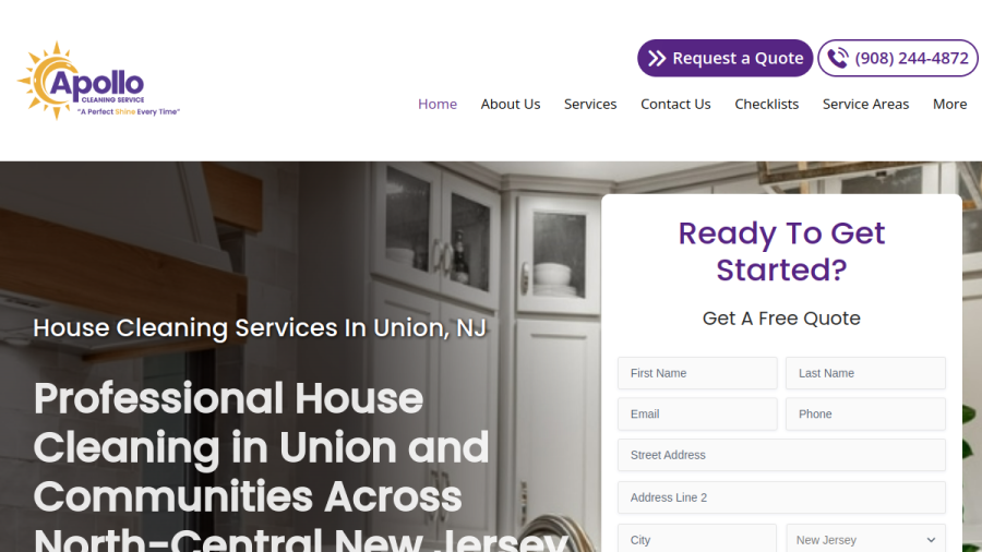 Screenshot of the Apollo Cleaning Service website
