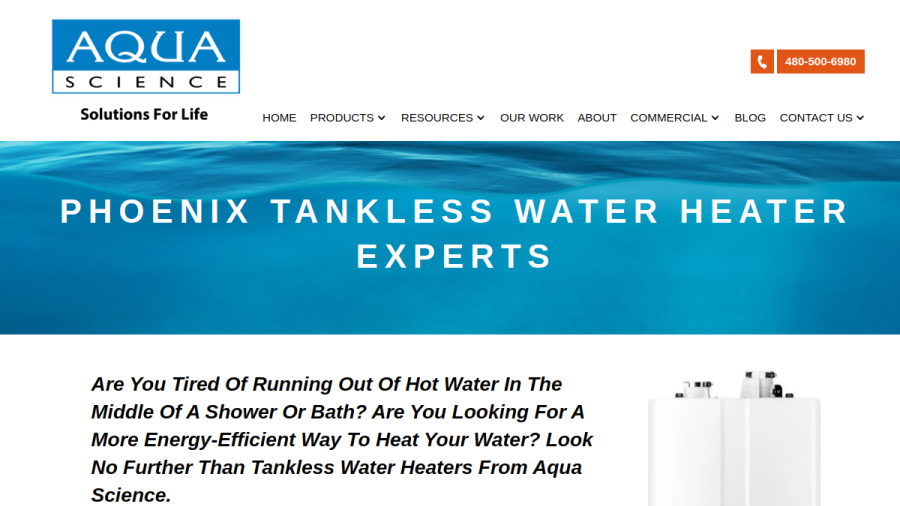 Website screenshot of Aqua Science