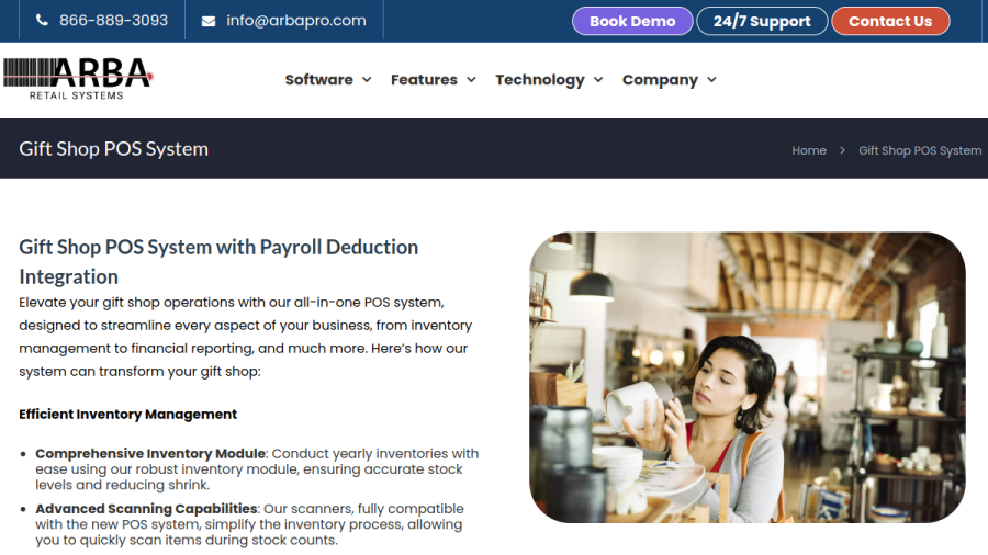 ARBA Retail Systems website