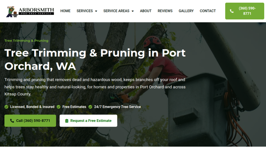 Arborsmith Pro Tree Service website