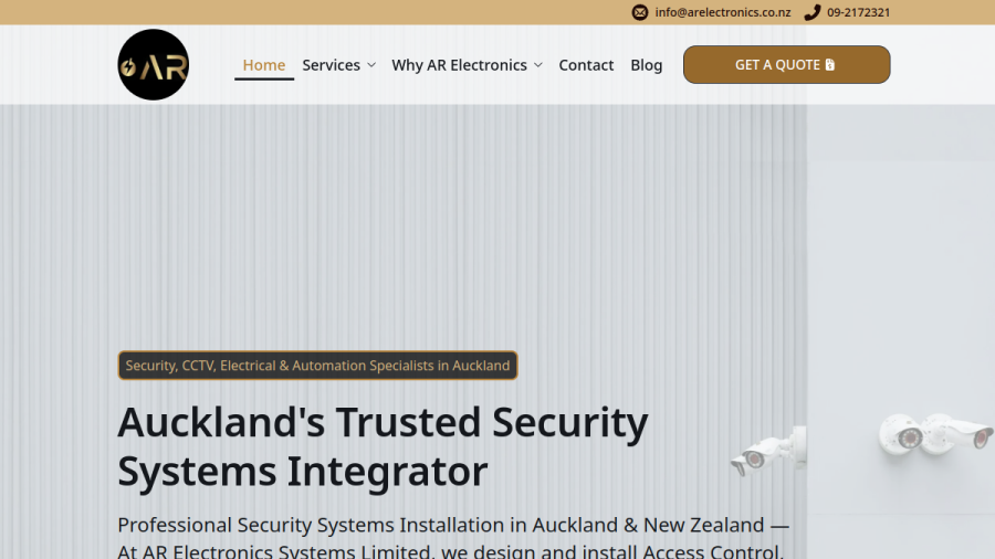 Screenshot of the AR Electronics Systems Limited website