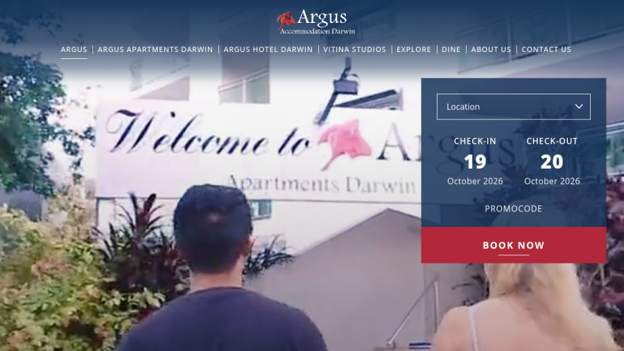 Argus Apartments Darwin website