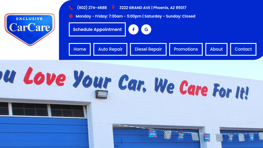Arizona Exclusive Car Care website