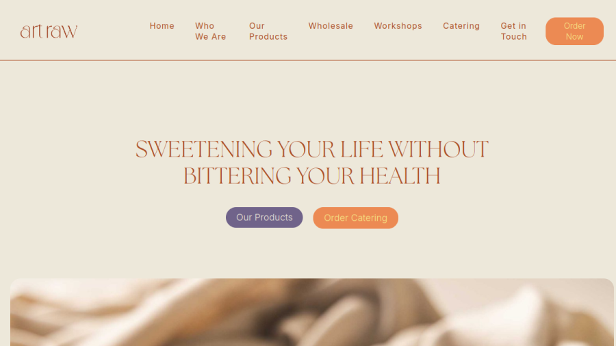 Art Raw Cakes & Desserts website