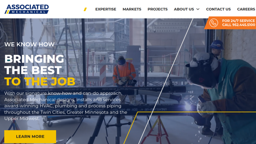 Screenshot of the Associated Mechanical Contractors, Inc. website