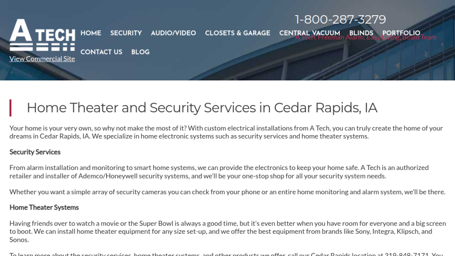 Website screenshot of A Tech Security