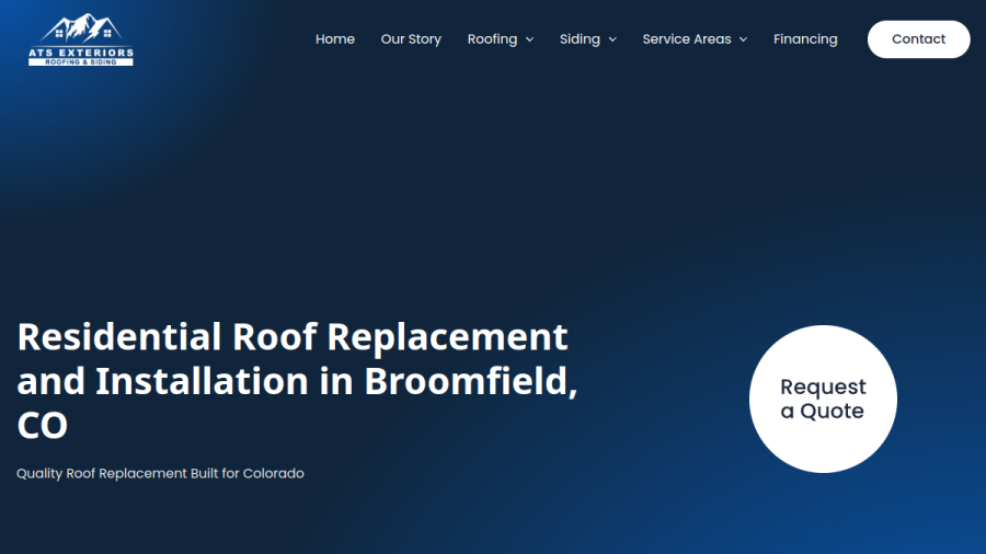 ATS Exteriors Roofing and Siding website