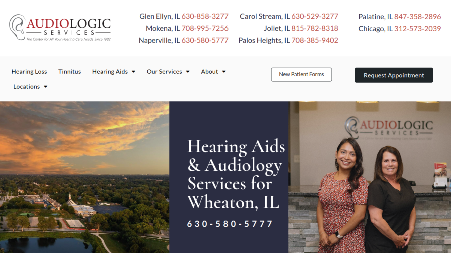 Screenshot of the Audiologic Services website