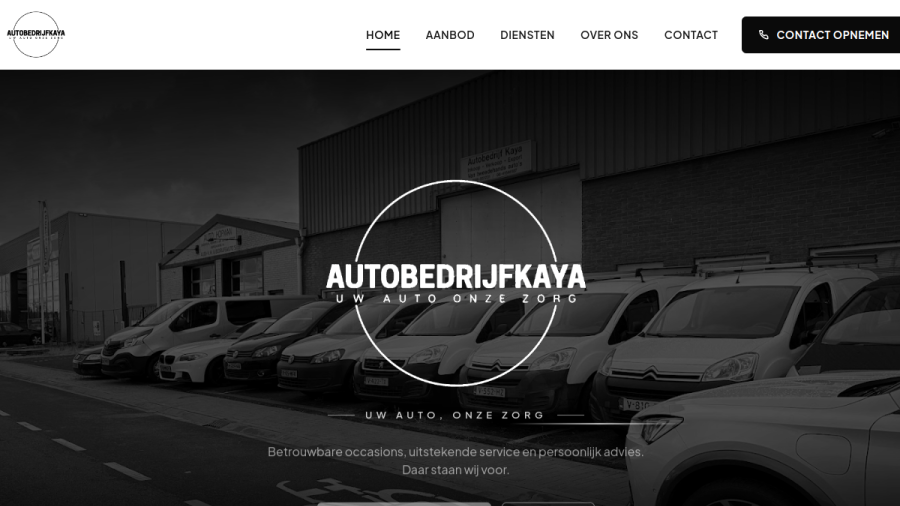 Screenshot van Autobedrijf Kaya website