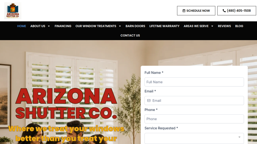 Arizona Shutter Co website