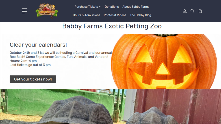 Screenshot of Babby Farms website