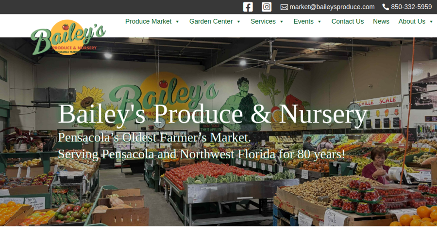 Bailey's Produce & Nursery website
