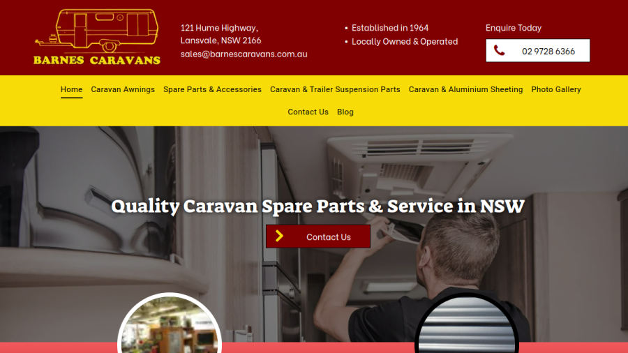 Barnes Caravan Spares website