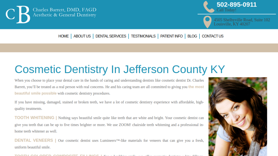 Screenshot of Barrett Dental Care website