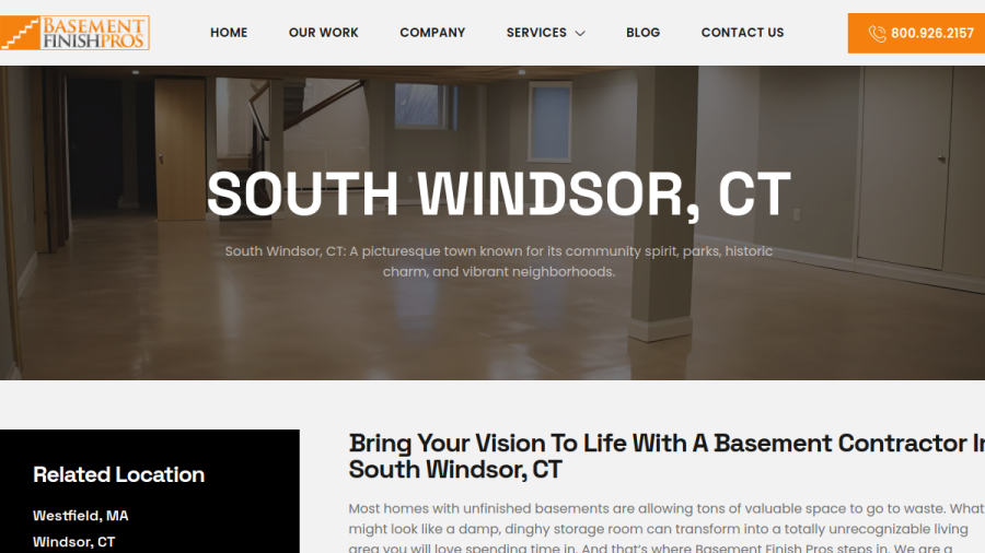 Screenshot of the Basement Finish Pros LLC website