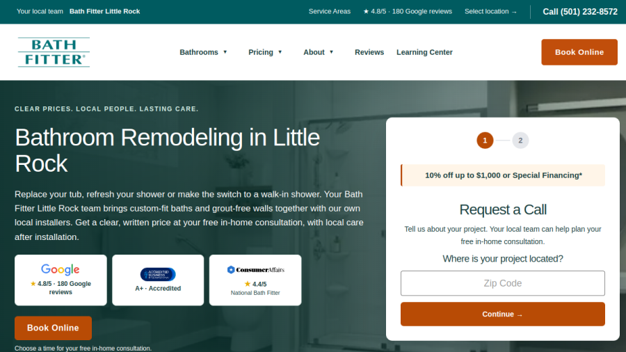 Screenshot of the Bath Fitter website