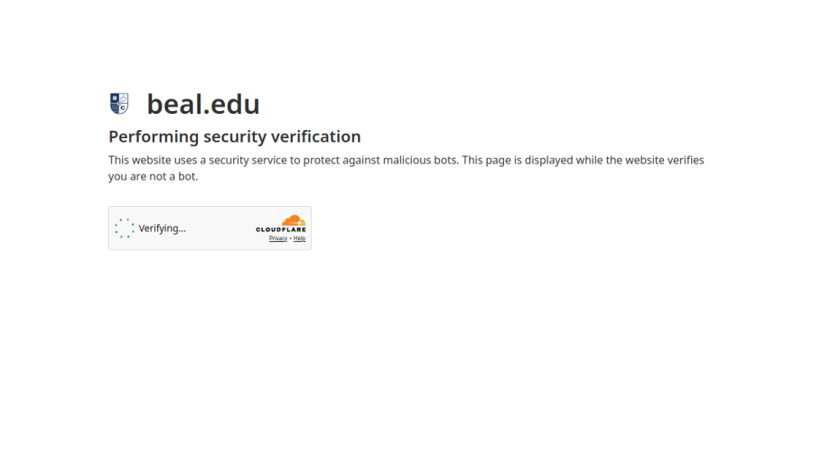 Screenshot of the Beal University website