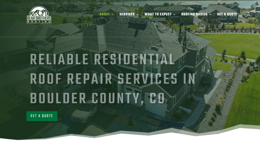 Screenshot of the Bear Brothers Roofing website
