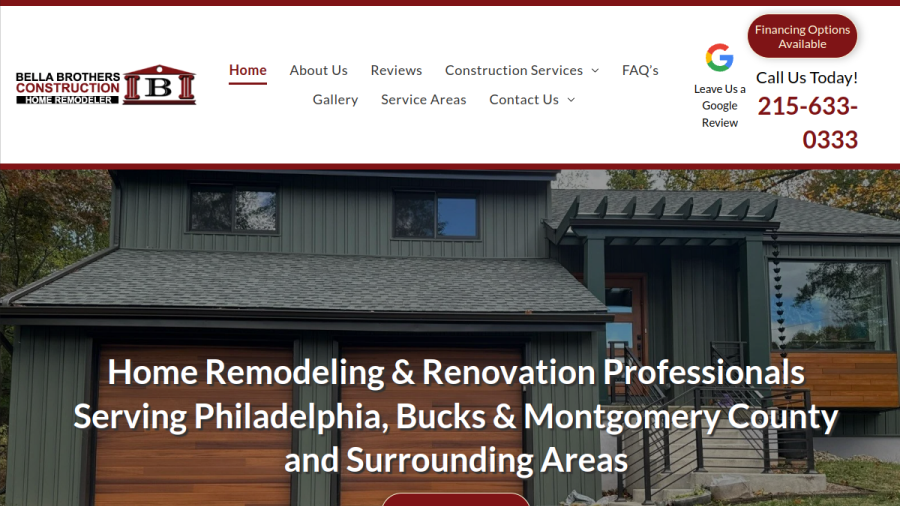 Screenshot of the Bella Brothers Construction website