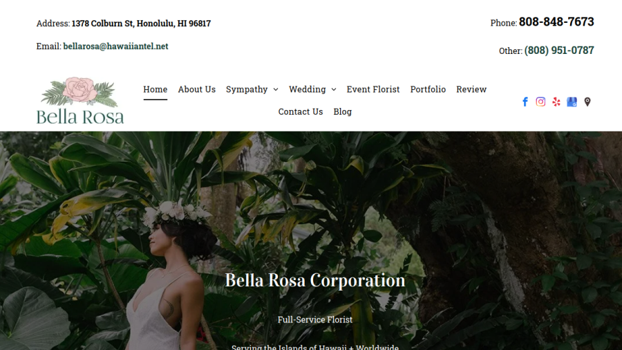 Screenshot of the Bella Rosa Corporation website