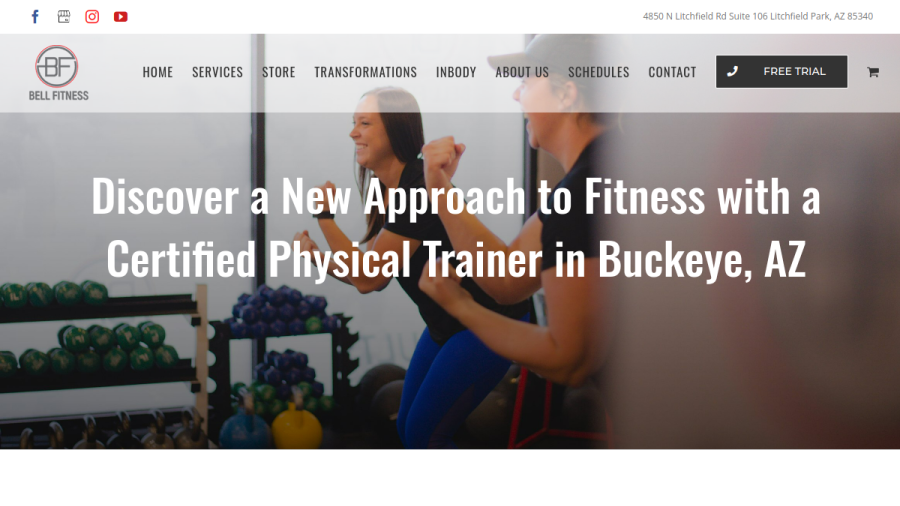 Screenshot of the Bell Fitness website