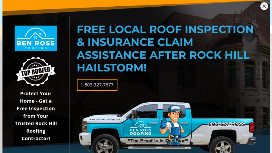 Screenshot of the Ben Ross Roofing website
