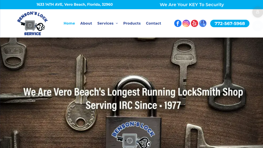 Screenshot of Benson's Lock Service website